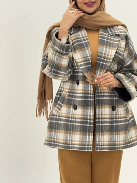 3568-کت چهارخونه شکلات