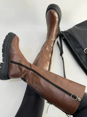 بوت بلند چرمی پشت استرج 382