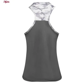 ست تاپ و شلوارک ورزشی زنانه رنگ طوسی به همراه هدبند مدل 5215-746P