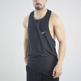 رکابی ورزشی پشت کش دار مردانه نایک مدل VHD-Dri Fit-4K0998 طوسی تیره