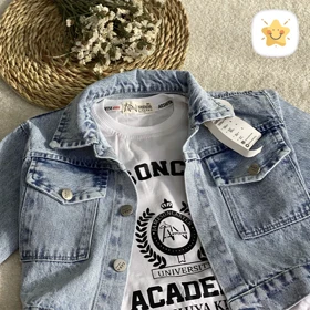 3 تکه کت شلوار جین (دختر و پسر) اسپرت جنس عالی 2تا 9 سال