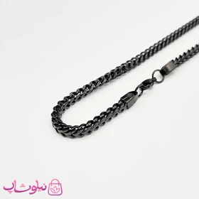 زنجیر مردانه میرو (فرانکو) مشکی استیل 60 سانت 4 میل کد 350