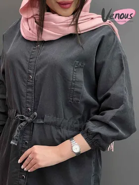 مانتو جین ذغالی پانچ
