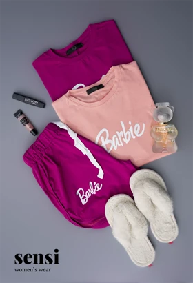 ست کراپ شورتک barbi چاپی