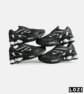 کفش کتانی مردانه مشکی سفید نایک NIKE x SUPREME shox ride 2