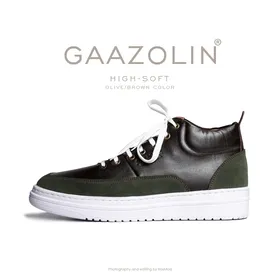 کتانی ساق‌دار گازولین های-سافت زیتونی/شکلاتی - GAAZOLIN High Soft Olive/Brown