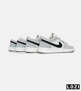 کفش کتانی مردانه و زنانه سفید طوسی مشکی نایک NIKE jordan 1