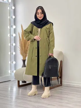 بارانی بلند چهارجیب کمرگت