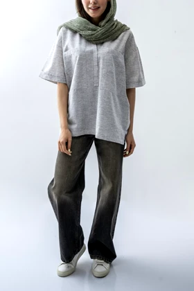 شومیز نیم قاپک دو جیب زنانه