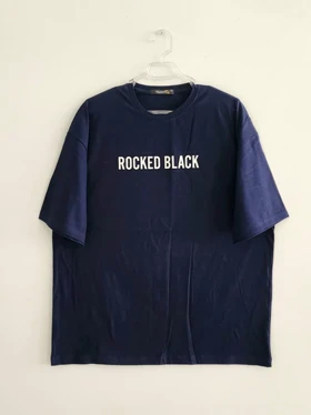 تیشرت سایز بزرگ سورمه ای Rocked Black