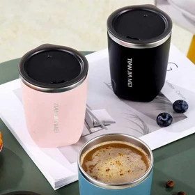 ماگ سفری دوجداره 300 میل TIAN JIA MEI مدل OFFICE CUP