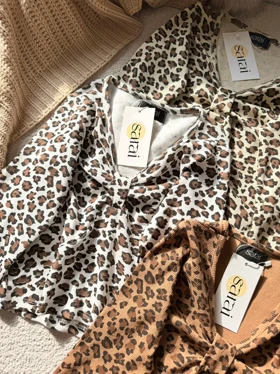 بلوز جلو پاپیونی پلنگی