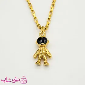 گردنبند پسرانه مدل آدم فضایی طلایی استیل