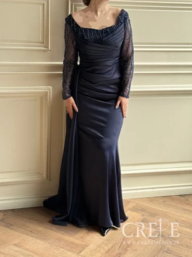 ماکسی چپ و راستی آستین کار شده نیلا