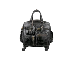 ساک چرم مسافرتی چرخ دار کروکو مدل اوبرت (مشکی)