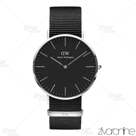 ساعت دنیل ولینگتون مردانه قاب سیلور بند پارچه ای مشکی 103246