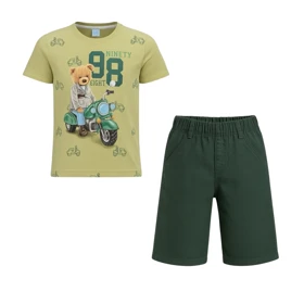 ست تیشرت آستین کوتاه و شلوارک راحتی پسرانه مدل PJ1034