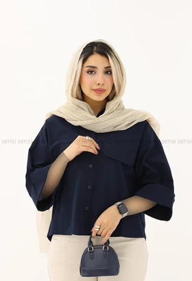 شومیز لینن جیب نما کد1005359