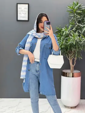 مانتو جین کاغذی دو جیب