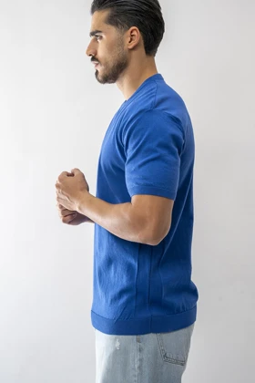 تیشرت آستین کوتاه بافت یقه گرد مردانه