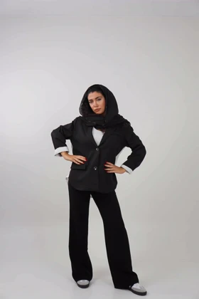 کت لینن کجراه پشت چاک (مشکی)