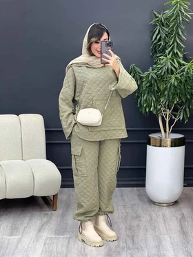 ست هودی و شلوار طرح لوزی