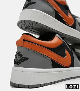 کفش کتانی مردانه طوسی مشکی نارنجی نایک NIKE jordan 1