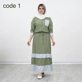 شومیز و دامن صوفیا و لینن راه راه مدل نوژا علیدسا (کد 1)
