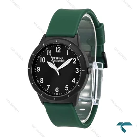 ساعت رسپینا زنانه مشکی بند سبز Respina-7030-L