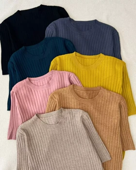 بلوز بافت استین سه ربع کد 5442