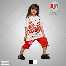 تیشرت شلوارک دخترانه طرح پاپیون