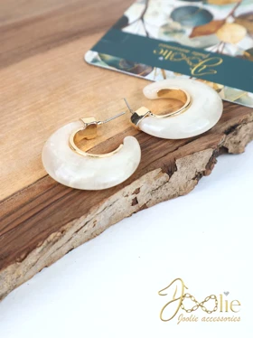 گوشواره زنانه مدل C کد E1246 (شیری)