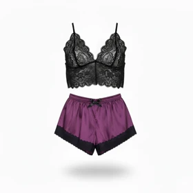 ست نیم‌تنه گیپور و شلوارک مدل 016