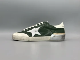 کتانی گلدن گوس سوپر استار چرم سبز نقره ای کرم/Golden Goose super star