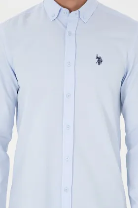 پیراهن پایه آستین بلند آبی روشن مردانه 50296777-VR003 1053865