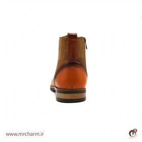 نیم بوت عسلی چرم mrc30096