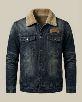 کت جین رنگ خاص سرمه ای سبز سنگشور خز دار کیفیت فوقالعاده استثنایی سایز 3XL