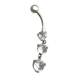 پیرسینگ ناف استیل آویز نگین