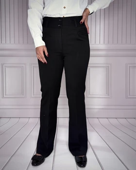 خرید شلوار پارچه ای بوتکات مشکی گاباردین زنانه Women's Gabardine Bootcut Pants کد 913204