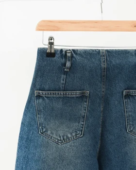 شلوار واید لگ پایین ریش سرمه ای