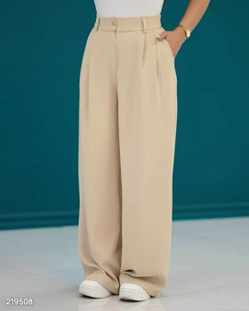 شلوار فول بگ پارچه ای قهوه ای پشت کش با رنگبندی