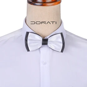 پاپیون مجلسی ساتن سفید و مشکی 7150