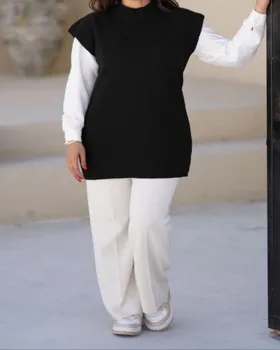ست مانتو و سارافون بافت کد 342