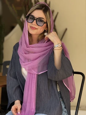 شال حریر شیشه ای نیل کد802 (بنفش)