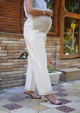 شلوار لینن تور دار تیا