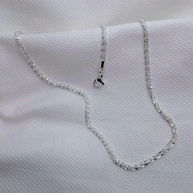 زنجیر استیل نقره‌ای مدل «خاویاری» (بافت پرانعطاف) | درخشان و اقتصادی