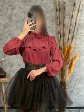 تونیک کرپ حریر یقه کش 1038
