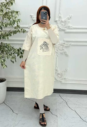 پیراهن رخ لینن گلدوزی 4003