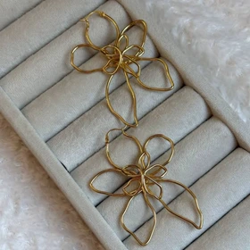 گوشواره گل سیمی طلایی