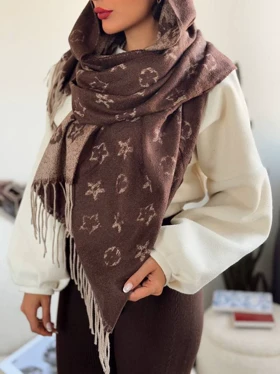 شال وارداتی قهوه ای میکس کد 400